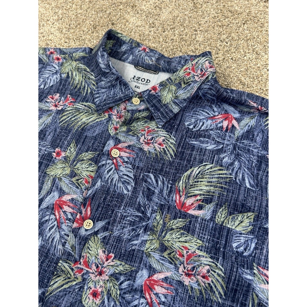 IZOD Saltwater ‎ Men's Multicolor  Short Sleeve Hawaiian Shirt Sz XXL #0227